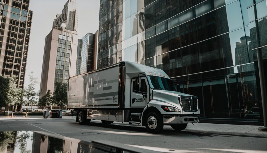 gray truck in the city